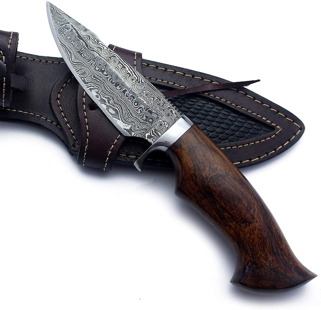 MAAN Handmade Damascus Fixed Blade Knife with Wooden Handle